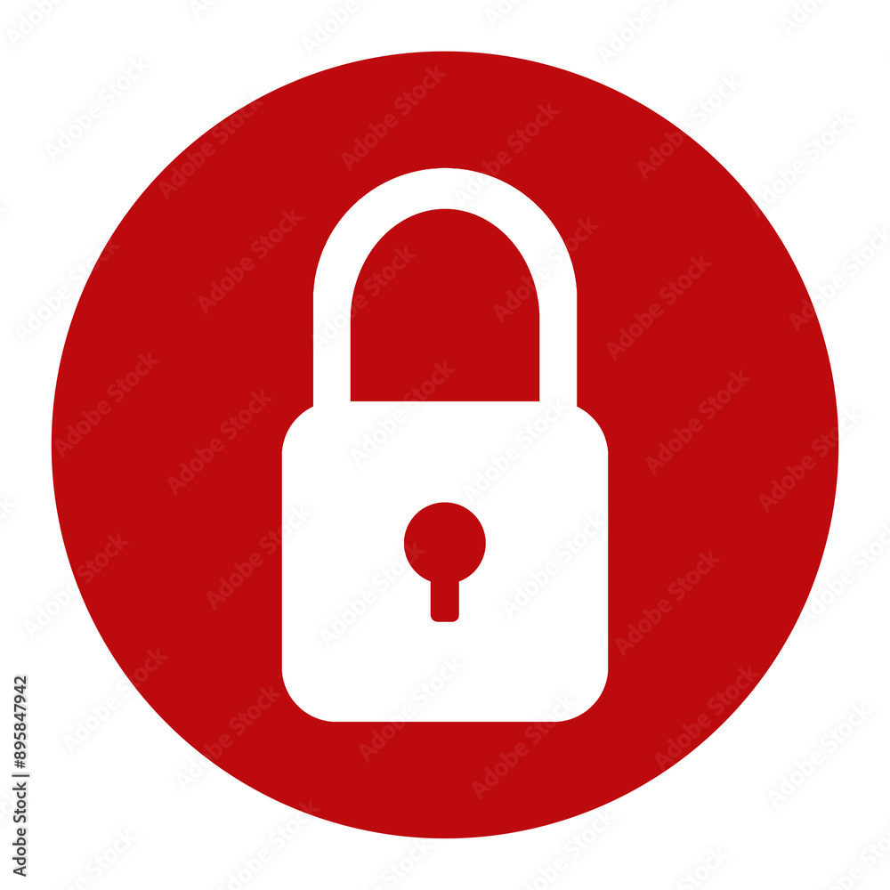 Red Lock Icon Isolated on White Red Lock Icon Isolated on White