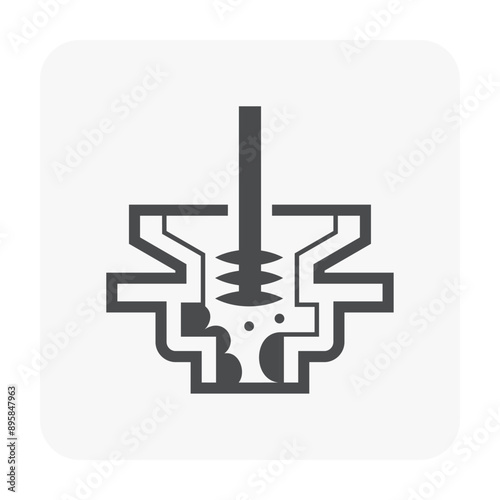 Clogged problem in floor drain and cleaning out vector icon. Include drain snake tool to clear, repair, service or maintenance for washing disposal inside for sewage drainage in bathroom and toilet.