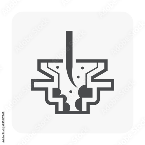 Clogged problem in floor drain and cleaning out vector icon. Include drain snake tool to clear, repair, service or maintenance for washing disposal inside for sewage drainage in bathroom and toilet.