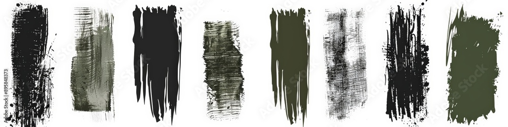 Stylish design elements in a vector collection of black and olive ink textures with grunge. Stylish design elements in a vector collection of black and olive ink textures with grunge.