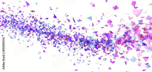 Abstract Purple and Blue Confetti Burst on White Background