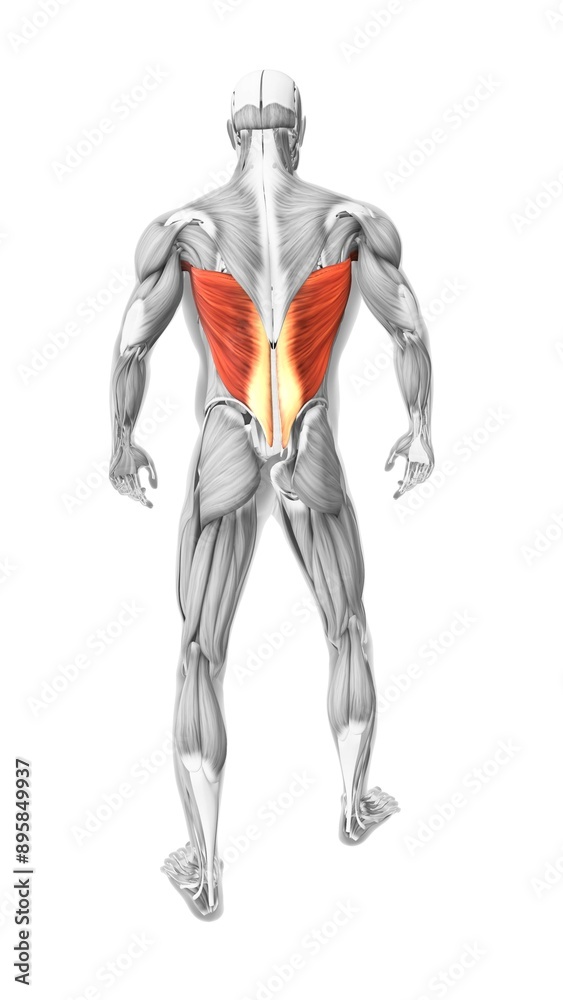 Latissimus dorsi muscles in the human muscular system Latissimus dorsi muscles in the human muscular system