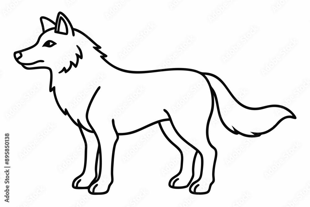 Obraz premium Funny Wolf Vector Illustration with White Background Cartoons, Clipart, Line Art, Funny wolf vector illustration with white background, perfect for cartoons, clipart, and line art designs.