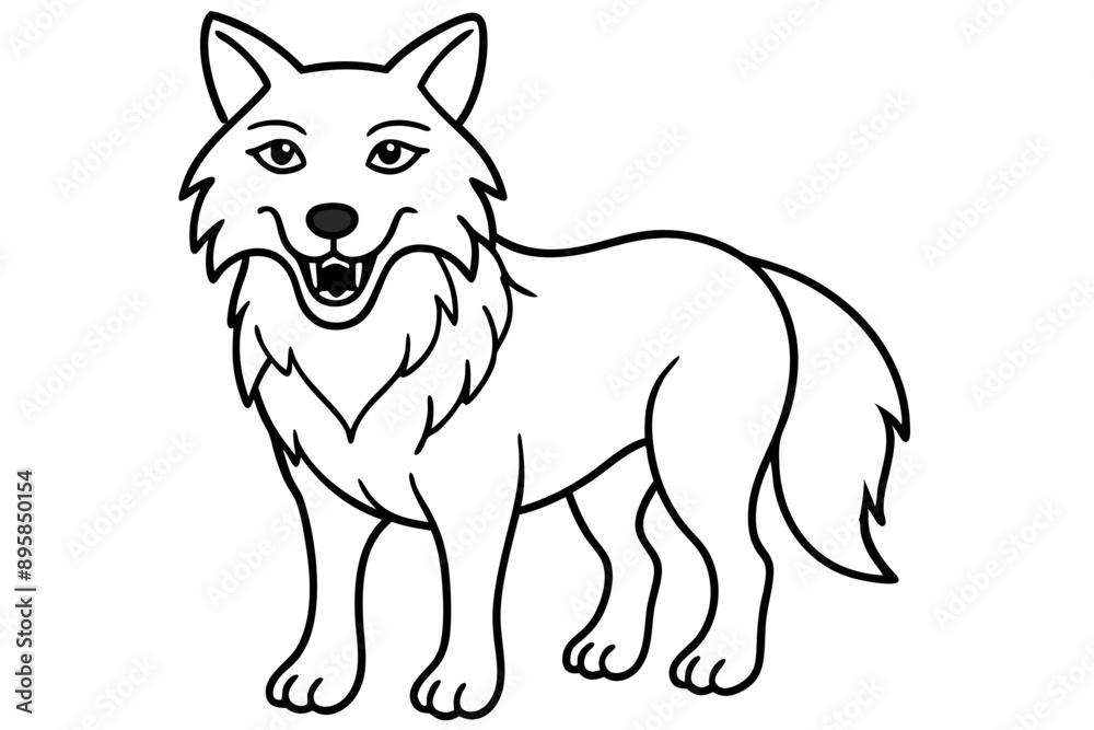 Obraz premium Funny Wolf Vector Illustration with White Background Cartoons, Clipart, Line Art, Funny wolf vector illustration with white background, perfect for cartoons, clipart, and line art designs.
