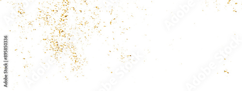 Doted and confetti golden glitter on transparent background. Shiny glittering dust. Gold glitter sparkle confetti that floats down falling. Vector illustration.