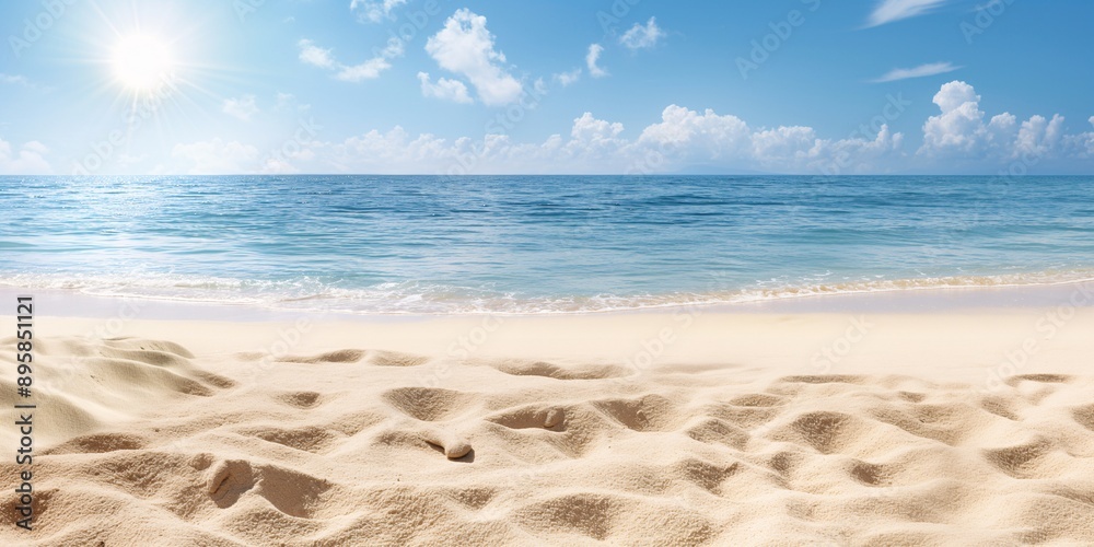 Sun-Kissed Serenity: Pristine white sands meet azure waters under a vibrant blue sky, offering a slice of paradise. Sun-Kissed Serenity: Pristine white sands meet azure waters under a vibrant blue sky, offering a slice of paradise.