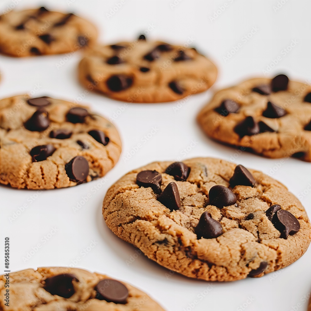 Delicious Chocolate Chip Cookie on a White Background Delicious Chocolate Chip Cookie on a White Background