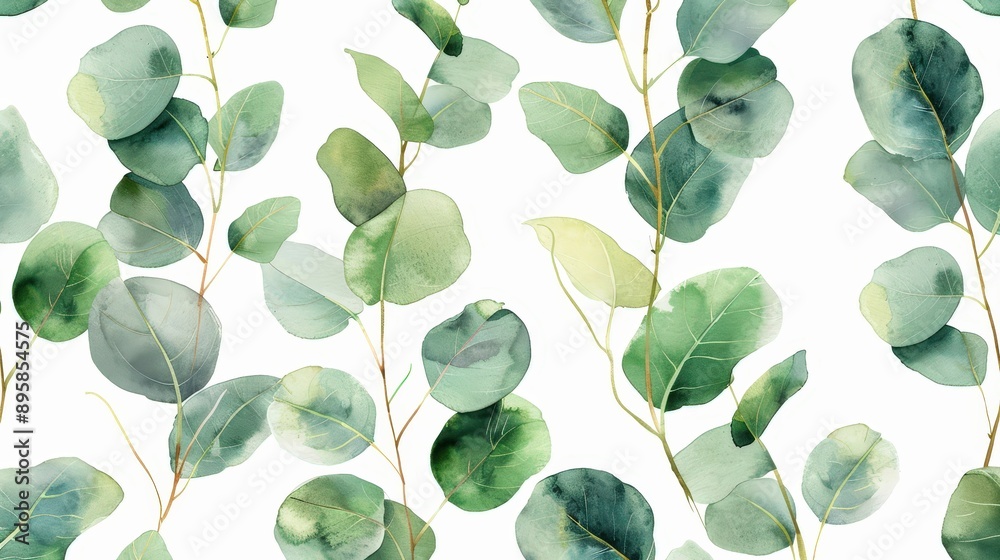 Lush Eucalyptus Leaves Seamless Pattern Lush Eucalyptus Leaves Seamless Pattern