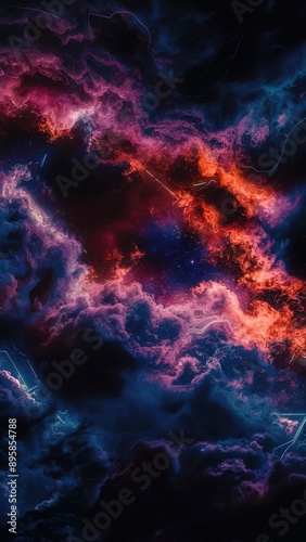 A colorful galaxy with a bright orange star in the middle