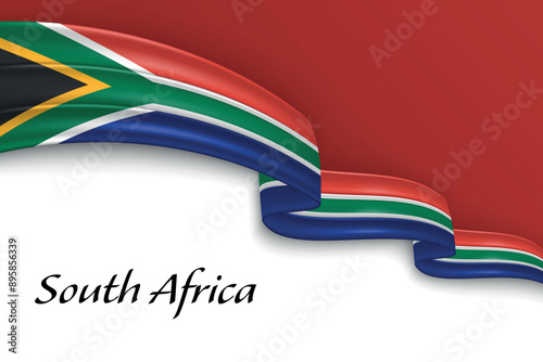 Waving ribbon with flag of South Africa