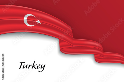 Waving ribbon with flag of Turkey