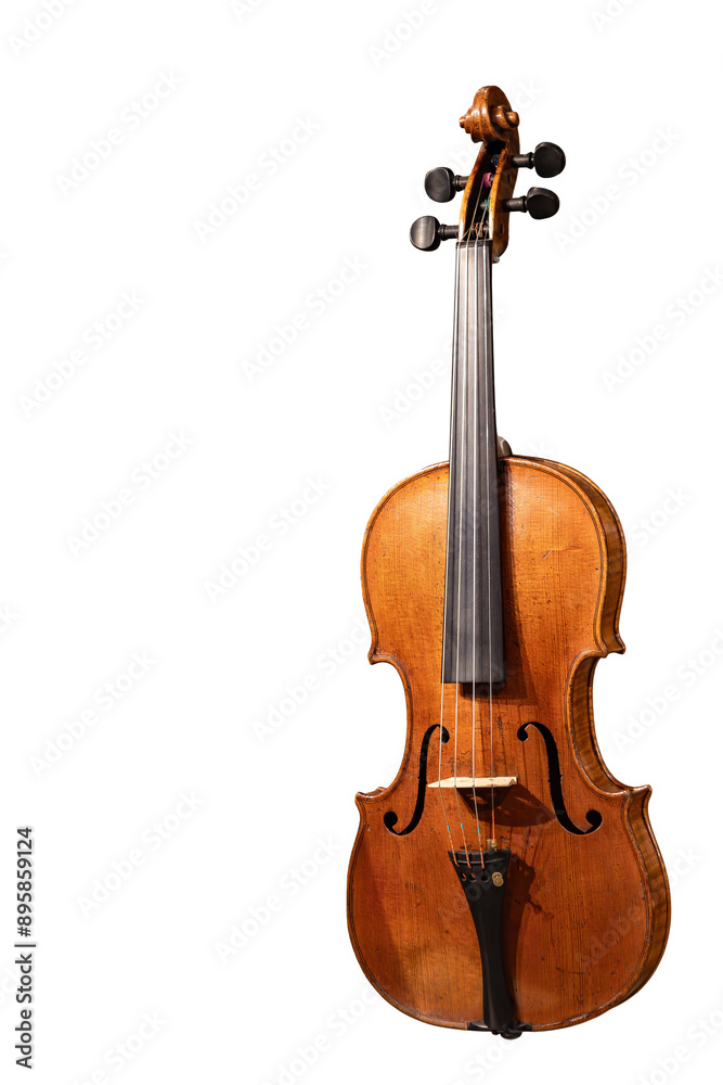 Obraz premium Beautiful true antique violin handmade isolated on white background with space for text