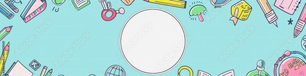 Doodle-themed pastel background vector with school icons, space for text, cute clip art style. Doodle-themed pastel background vector with school icons, space for text, cute clip art style.