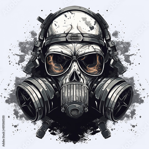 Illustration of skull and gas mask with premium quality stock vector photo