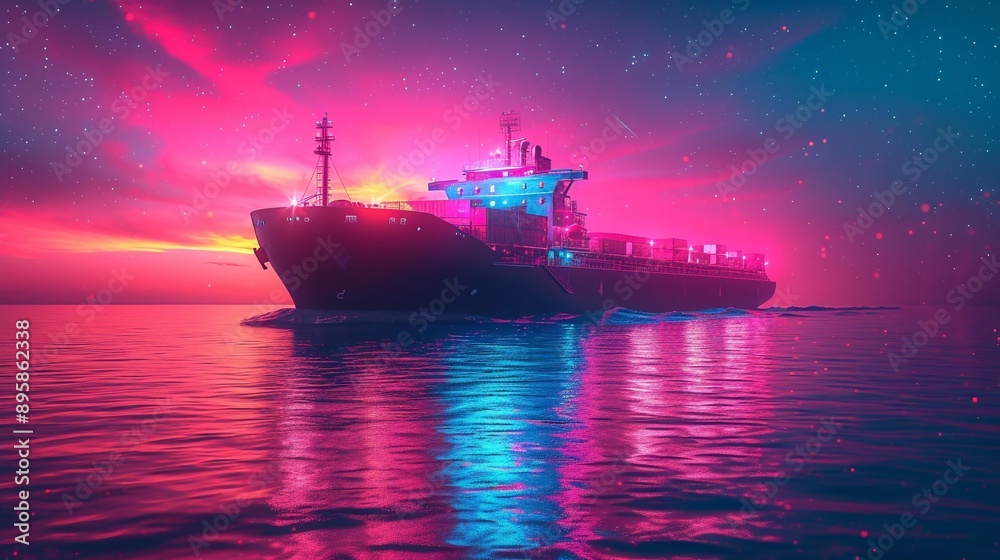 Ship Boat in Hologram Wireframe Style. Nice 3D Rendering Ship Boat in Hologram Wireframe Style. Nice 3D Rendering
