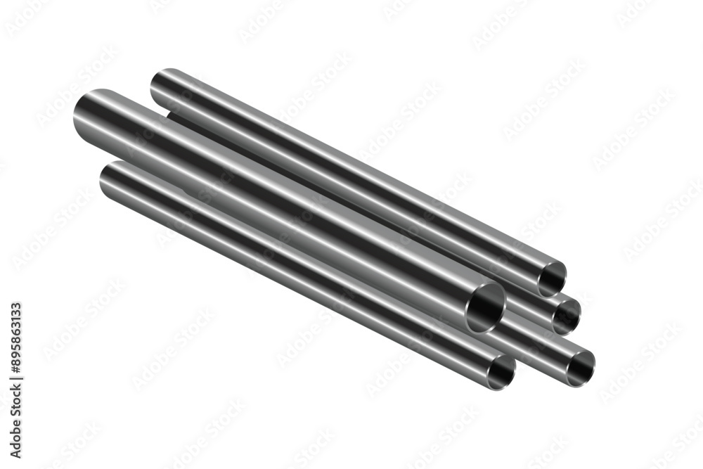 Realistic SS pipe vector. Stainless Steel holo pipe. Steel pipe vector. Realistic SS pipe vector. Stainless Steel holo pipe. Steel pipe vector.