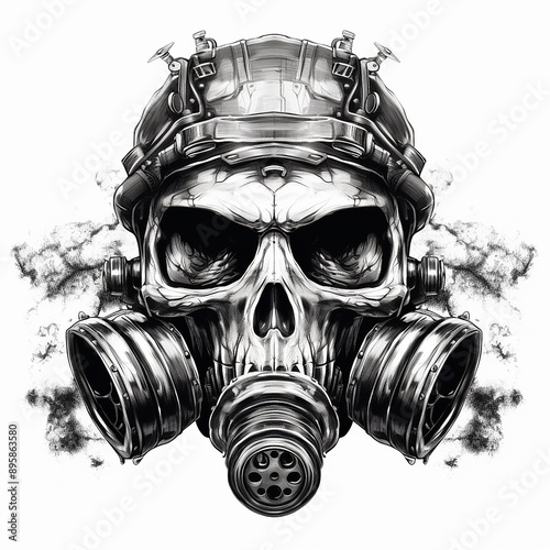 Illustration of skull and gas mask with premium quality stock vector photo