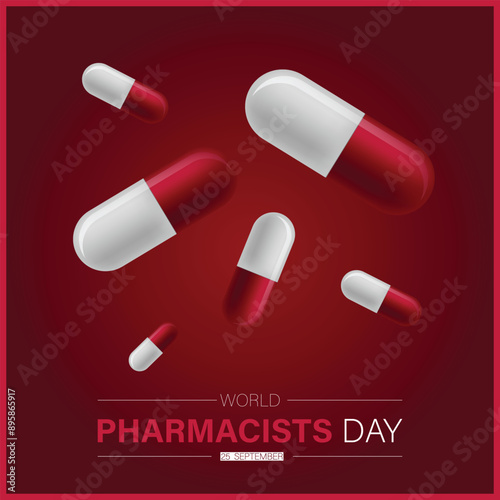 World pharmacists day is observed every year on September, poster design with medical pills vector illustration.