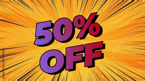 50% OFF | Dynamic Sale Animation with Speed Lines | 50% Discount Animation