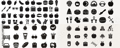 Wallpaper Mural Minimalist black school icons vector, including an apple and sports icons, suitable for educational projects. Torontodigital.ca
