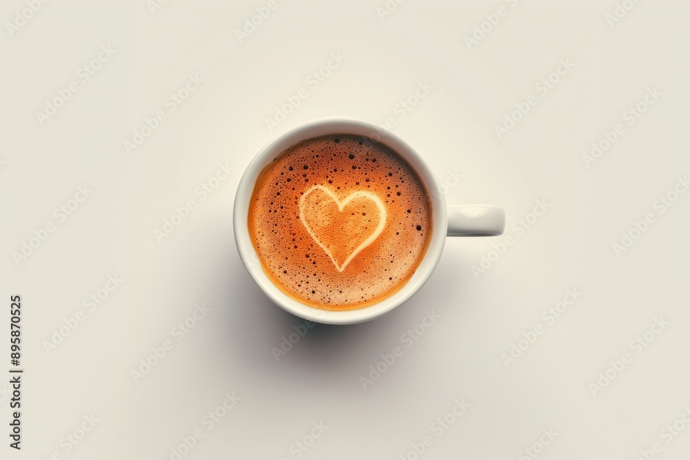 A cup of coffee with a beautiful heart drawn on it isolated on white background A cup of coffee with a beautiful heart drawn on it isolated on white background