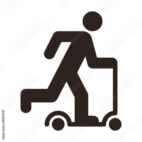 E-scooter icon, kick scooter sign, kick scooter rider symbol