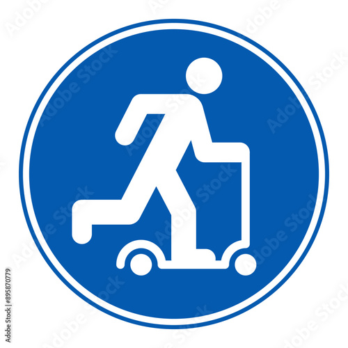 E-scooter icon, kick scooter symbol, road sign