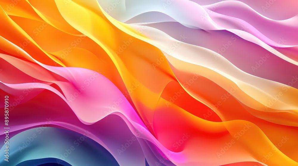 Obraz premium a colorful wallpaper Wavy abstract artwork with flowing ribbons of orange, pink, purple, blue, and white blending seamlessly