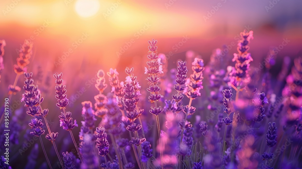 Enchanting Lavender Sunset: A Tranquil Landscape Enchanting Lavender Sunset: A Tranquil Landscape