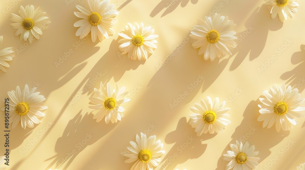 daisy flowers on a light yellow background with copy space daisy flowers on a light yellow background with copy space
