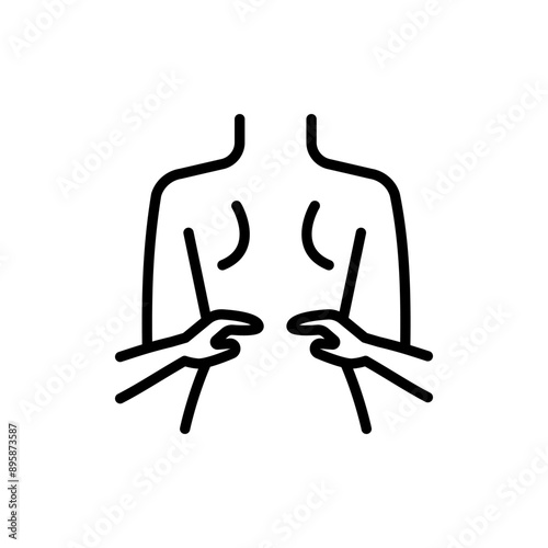 Therapeutic back massage Outline vector icon. Physiotherapy, acupuncture, rehabilitation. Isolated vector element. Pictogram for web page, mobile app, promo