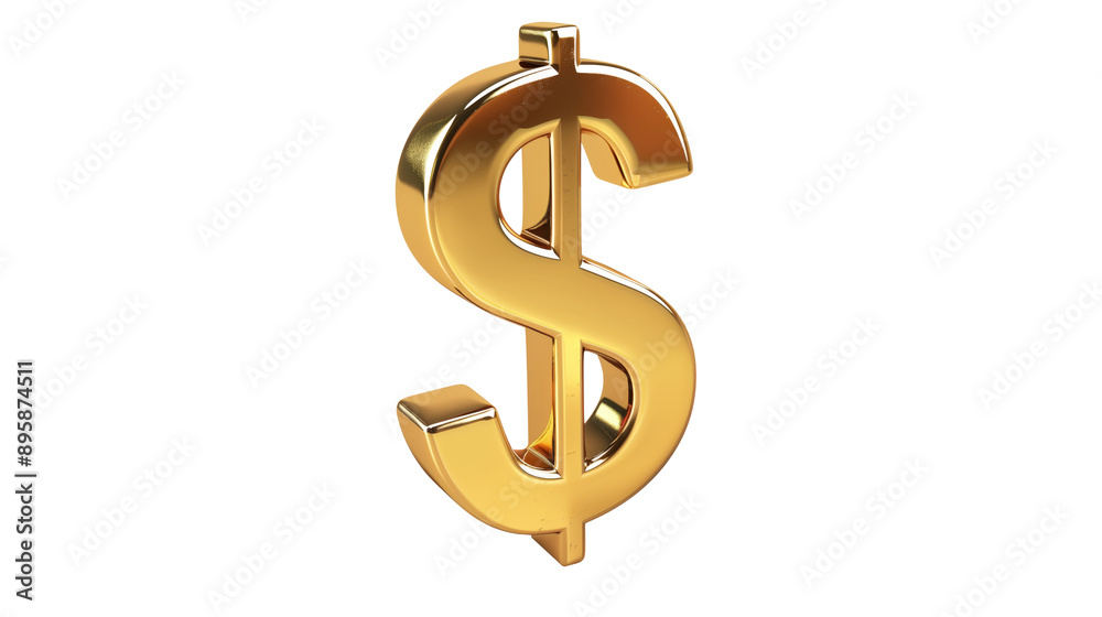 Fototapeta premium 3d gold dollar sign isolated on transparent background