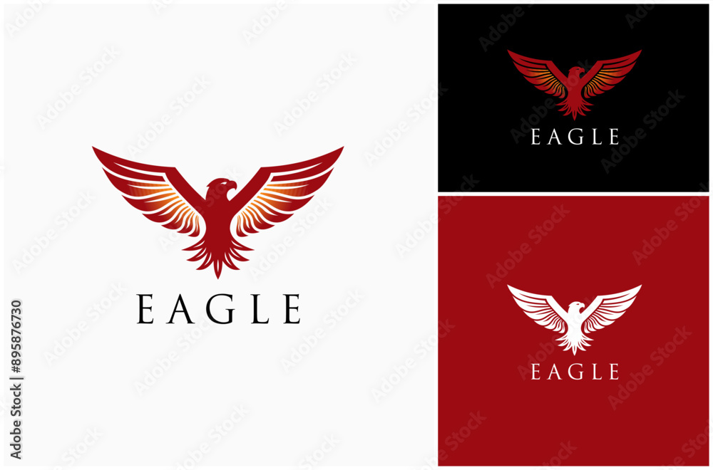 Eagle Hawk Falcon Fly Spread Wing Feather Majestic Luxury Vector Logo Design Illustration Eagle Hawk Falcon Fly Spread Wing Feather Majestic Luxury Vector Logo Design Illustration