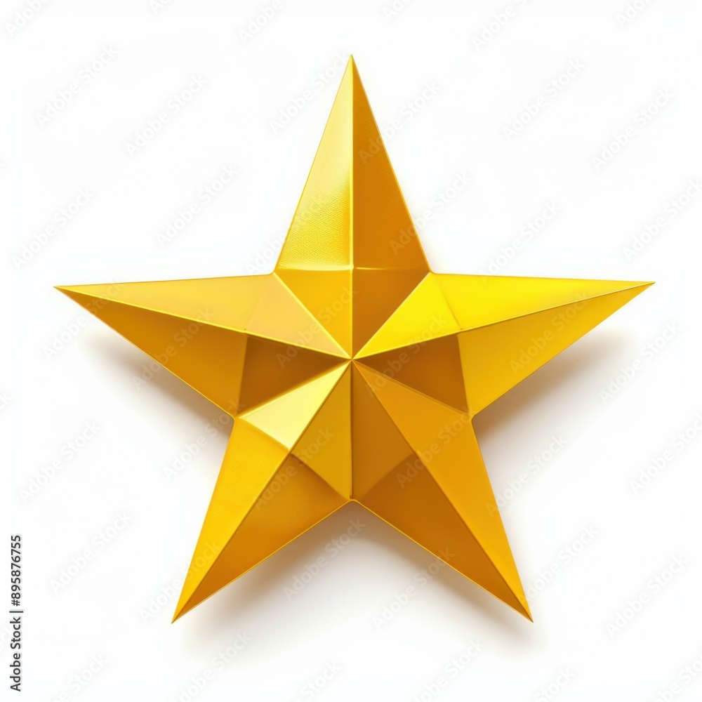 Yellow Star. Isolated Star Shape in Shiny Gold on White Background Yellow Star. Isolated Star Shape in Shiny Gold on White Background