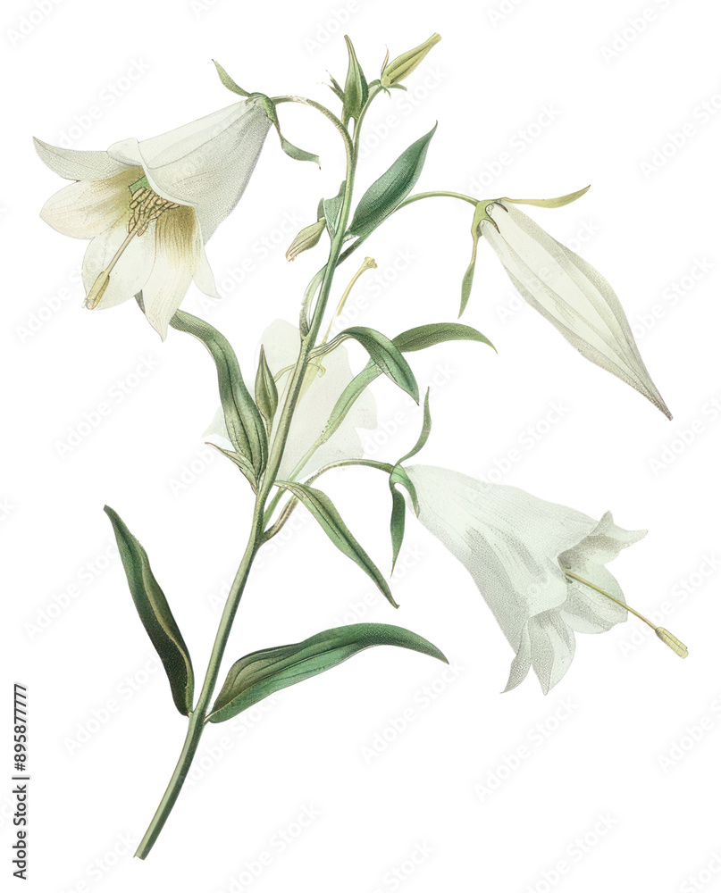 Obraz premium PNG Elegant white lily illustration