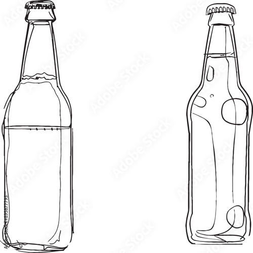 Line of continuous beer bottles stock illustration