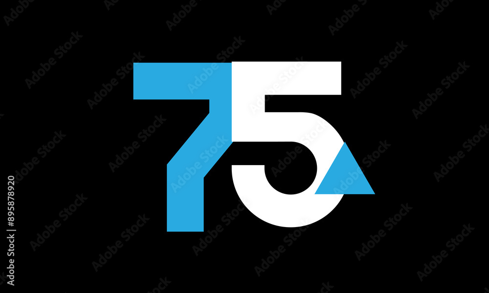 75 Triangle Number Logo Blue White Simple Modern 75 Triangle Number Logo Blue White Simple Modern