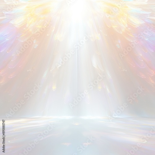 抽象的な白背景と様々な色の光線