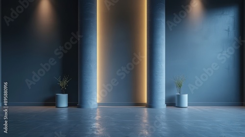 Wallpaper Mural Serene Minimal Interior with Illuminated Columns Torontodigital.ca
