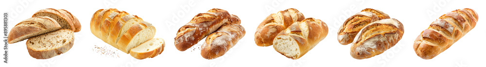 Set of fresh bread isolated on transparent background Set of fresh bread isolated on transparent background