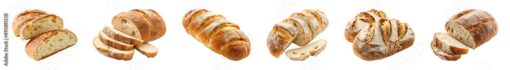 Set of fresh bread isolated on transparent background Set of fresh bread isolated on transparent background