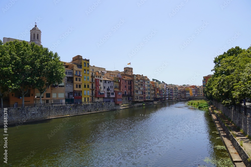 Obraz premium View of the city of Girona and the Onyar river in Spain