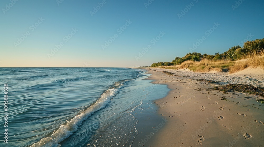 Serene Beachscape: A Tranquil Coastal Vista Serene Beachscape: A Tranquil Coastal Vista