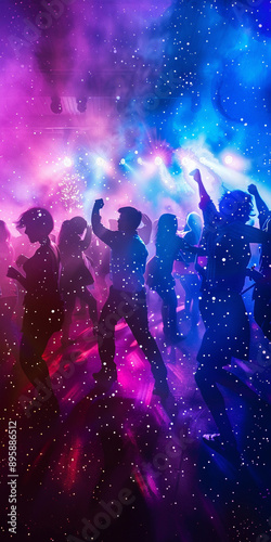 disco with people dancing on soul and funk music style of saturday night fever movie, photo quality