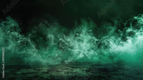 Dark ground with floating green smoke, perfect for spooky and eerie background effects