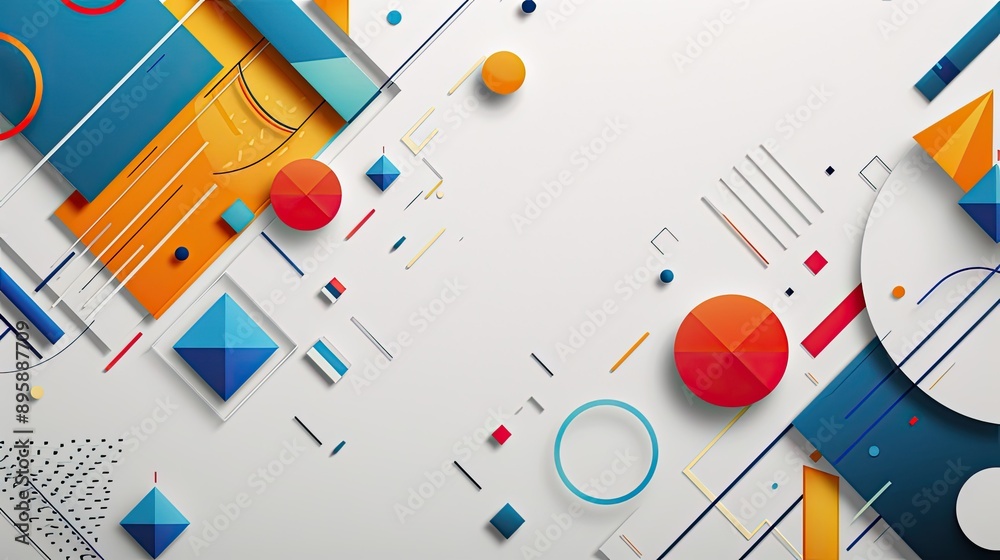 A modern white background with abstract geometric shapes A modern white background with abstract geometric shapes