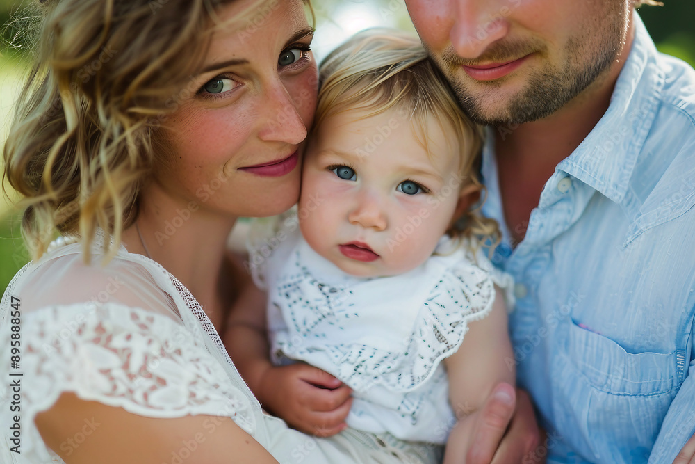 Happy family celebrating first birthday their baby party indoor generative ai Happy family celebrating first birthday their baby party indoor generative ai