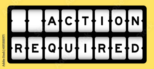 Black color in word action required on slot banner with yellow color background