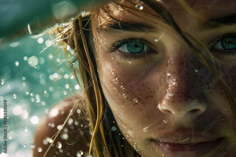 Hot summer day with beloved hobby, man woman child pet surfing catching waves sea ocean Generative AI Hot summer day with beloved hobby, man woman child pet surfing catching waves sea ocean Generative AI