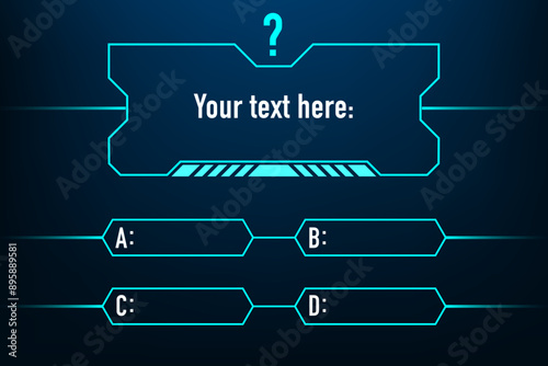 Quiz questions and test menu choice, vector UI background. Quiz game in TV. Test and quiz concept. Vector illustration